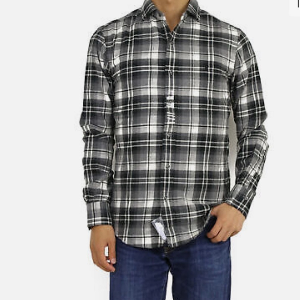 Ralph Lauren  flannel slim fit button down plaid shirt size Large